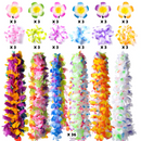 Hawaiian Leis Wristbands, Hair Clips, Flower Necklaces, Bracelets - 72 Pcs