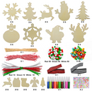 Wooden Ornaments Craft Kit with Glitter Glue, 54 Pcs