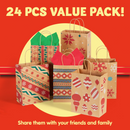 24Pcs Christmas Kraft Gift Bags with Assorted Christmas Prints
