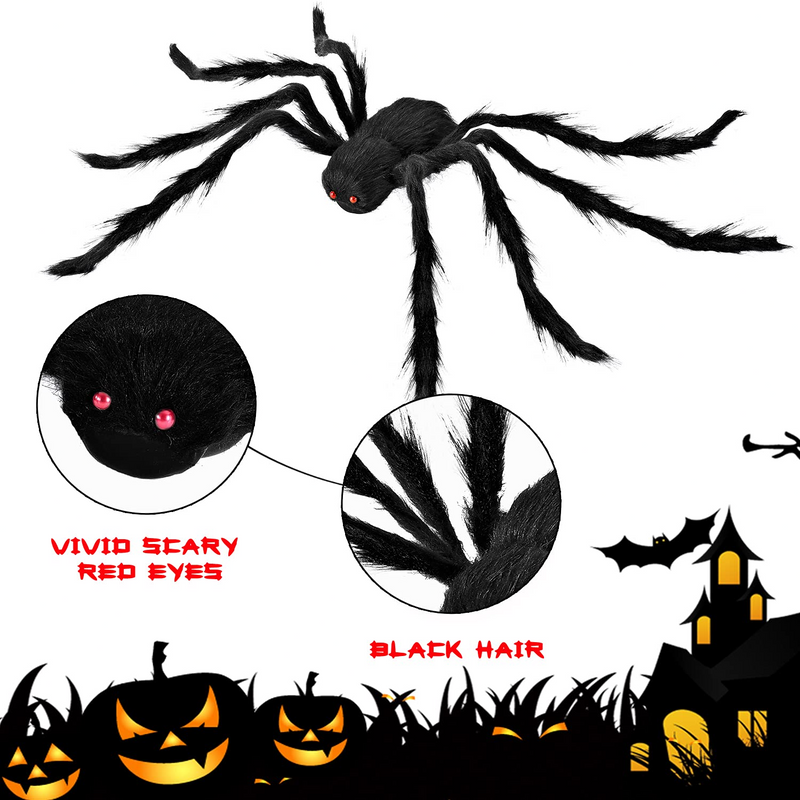 4 Pack Halloween Realistic Hairy Spiders