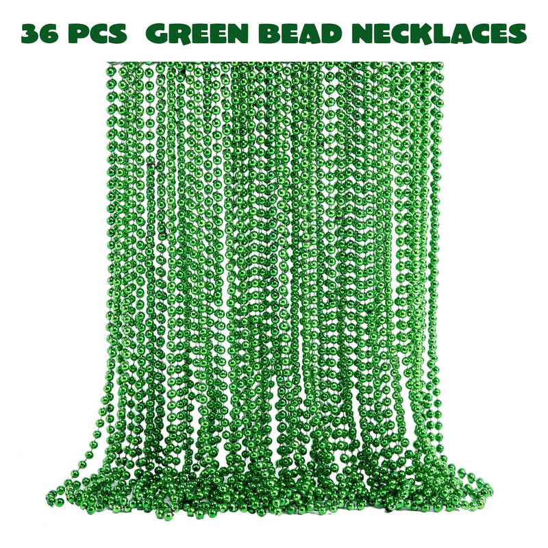 36Pcs St Patrick's Day Green Bead Necklaces