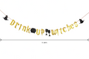 Drink Up Witches Banner and Black Fringe Curtain Decoration, 2 Pcs