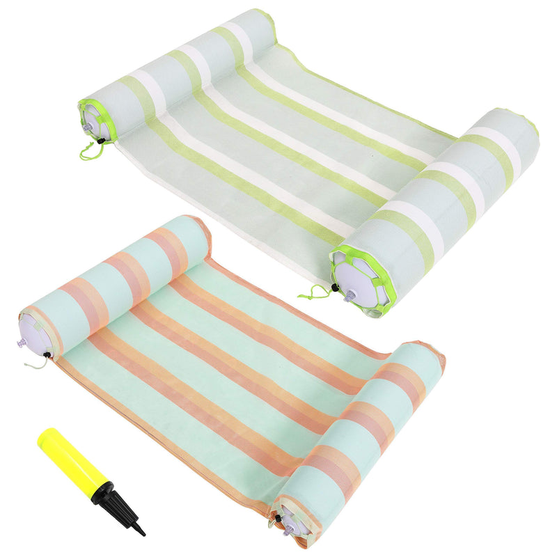 SLOOSH - 2 Sets Inflatable Hammock Swimming Pool Float Premium PVC (Orange, Green)