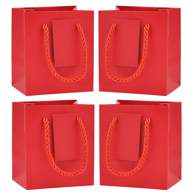 12 Red Extra Small Paper Gift Bags with Handles