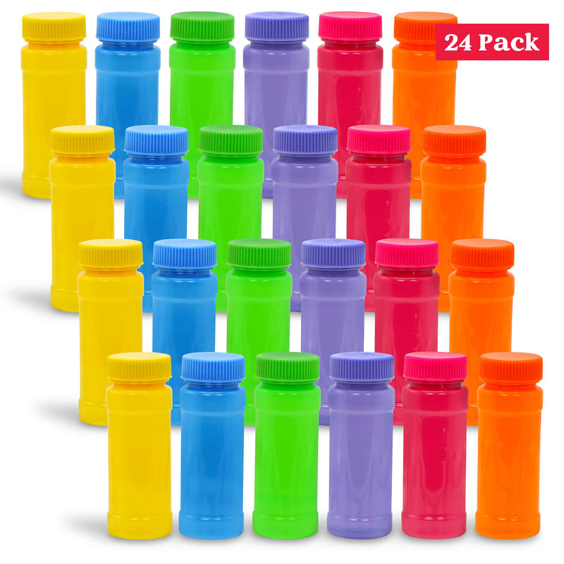 6  Colors Bubble Bottles with wand Assortment, 24 pcs