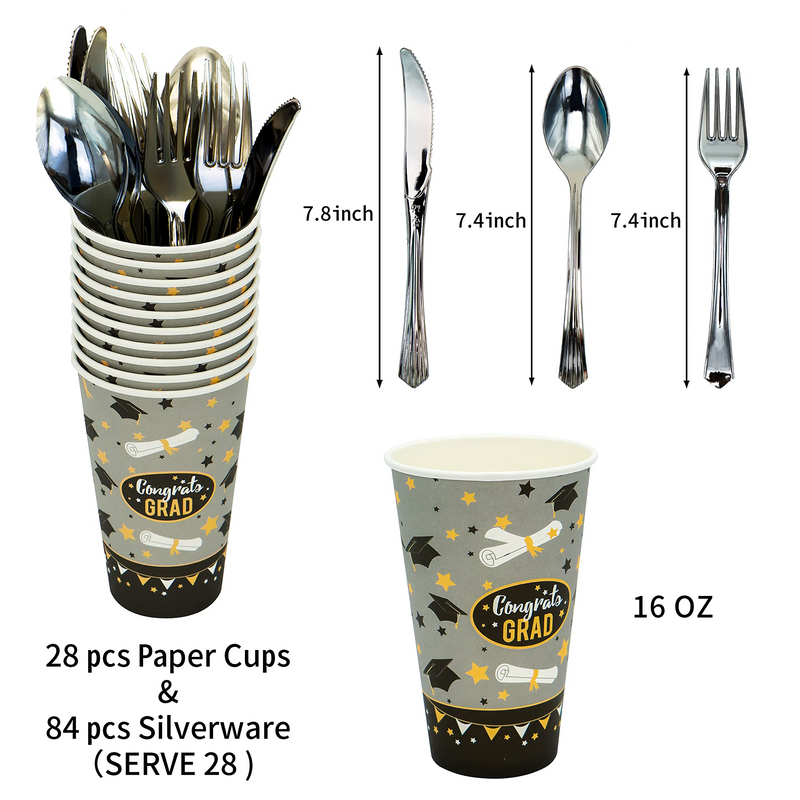 Cup + Plates + Napkin + Silverware (Serve 28)