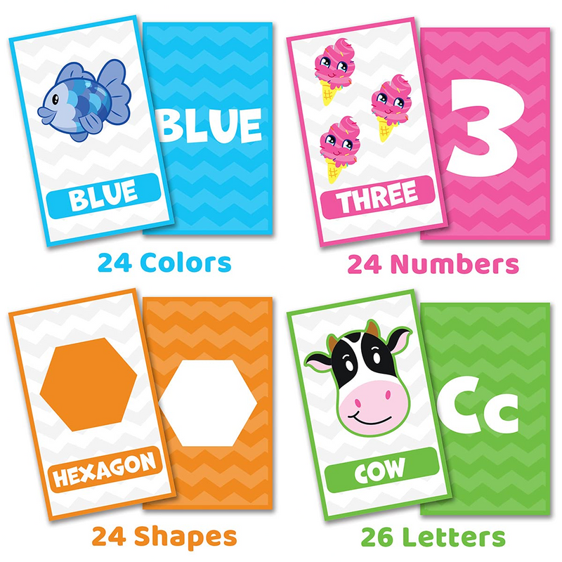Toddler Flash Cards with Rings Set, 4 Pack