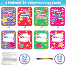 28Pcs Wacky Tracks with Kids Valentines Cards for Classroom Exchange Gifts