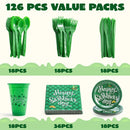 126Pcs St Patrick's Party Supplies Pack for 18 People