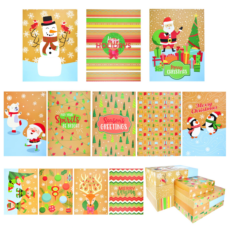 Kraft Alike Assorted 3 Dimensions Shirt Gift Set of Boxes with Cute & Generic Design Set with Stickers, 24 Pcs