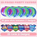 28Pcs Glow Sticks Bracelets with Kids Valentines Cards for Valentines Party Favors