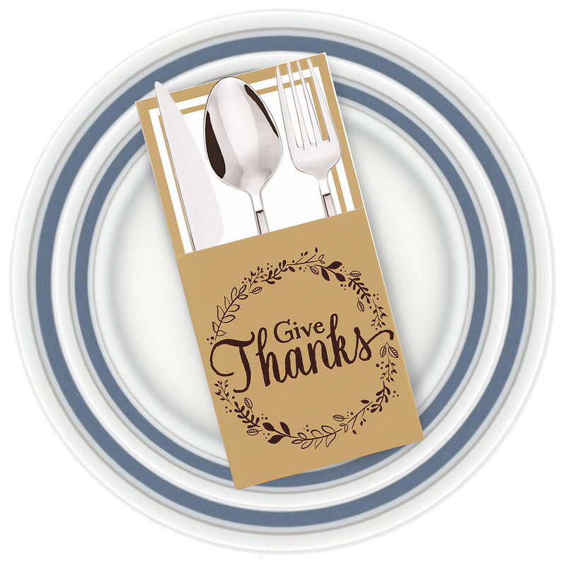 Thanksgiving Turkey Cutlery Decorative Utensil Holder, 36 Pieces