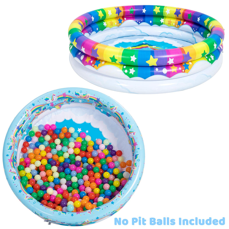 SLOOSH - 45in Unicorn w/ Rainbow & Rainbow Inflatable Kiddie Pool Set, 2 Pack