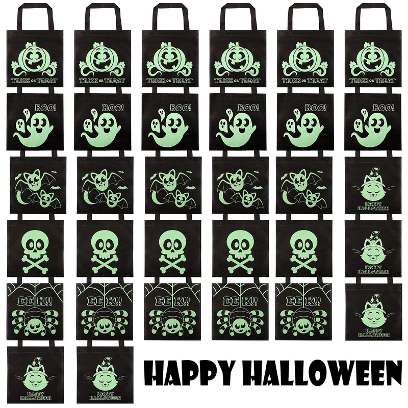 Halloween Non-Woven Bags Colorful glow in the dark, 32 Pcs