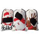 Drawstring Burlap Santa Sacks, 3 Pcs