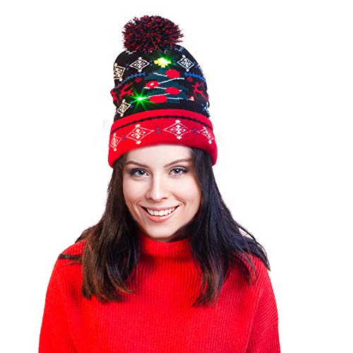 Led Light-up Knitted Beanie Ugly Sweater, 2 Pack