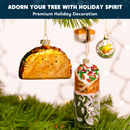 Christmas Glass Blown Ornament Taco and Burrito Set