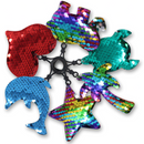 24 Pieces Design Multicolor Flip Sequin Keychain