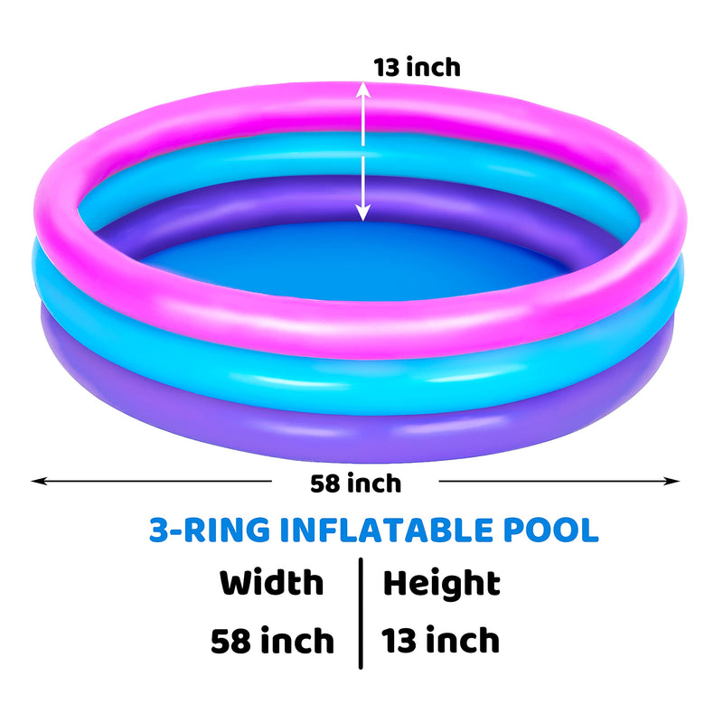 SLOOSH - 2 Packs 58in Multicolor Inflatable Kiddie Pools Set