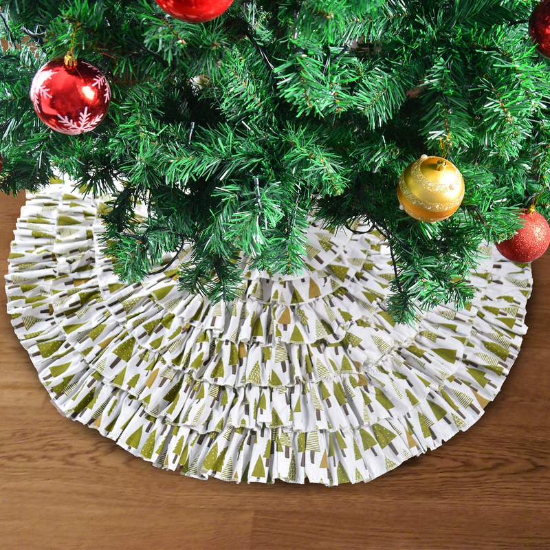 Christmas Burlap Ruffle Trim Tree Skirt