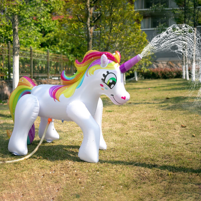Sloosh - 53in Inflatable Rainbow Unicorn Yard Sprinkler