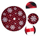 36in Red and Black Plaid Tree Skirt with Snowflake