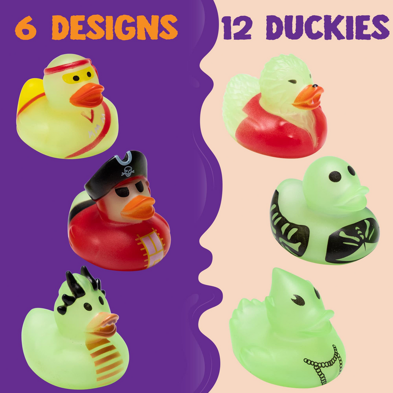 12 6 Designs Halloween Duckies Glow in the Dark