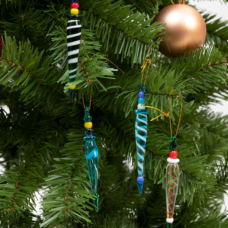 Glass Icicle Ornaments, 12 Pcs