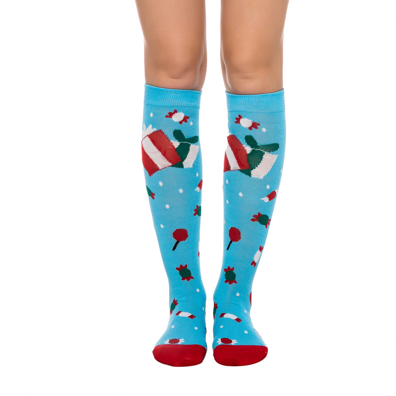 Christmas Women Knee High Socks, 5 Pairs
