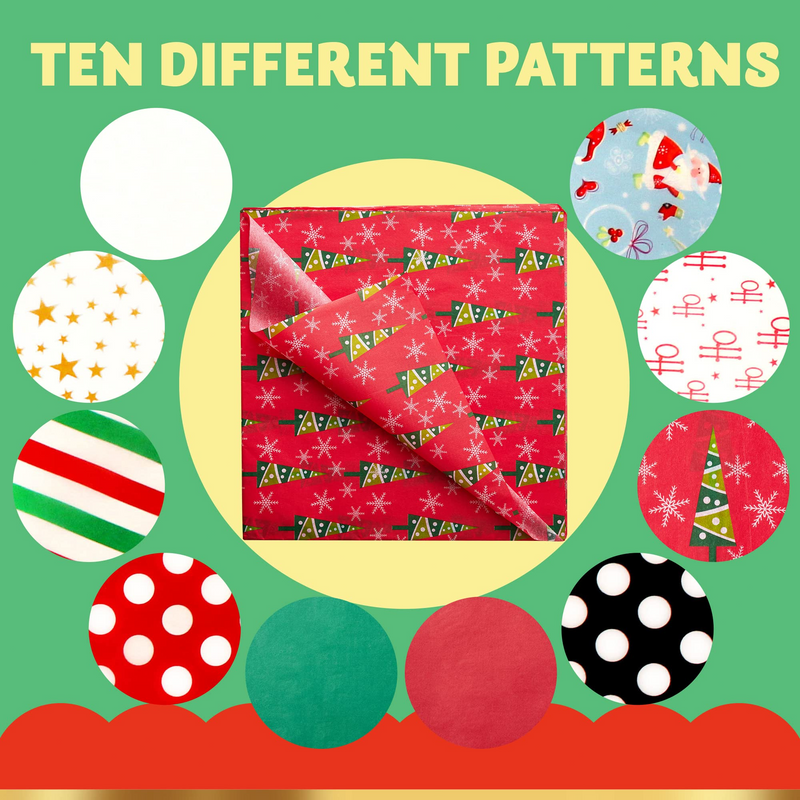 72 Sheet 20in x 20in Christmas Tissue Paper Assortment (Red, Green & White)