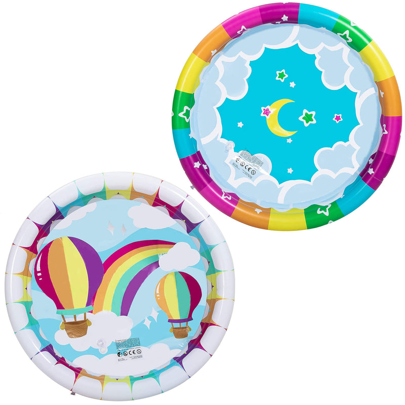 SLOOSH - 45in Rainbow w/ Hot Air Balloon & Rainbow Inflatable Kiddie Pool Set, 2 Pack