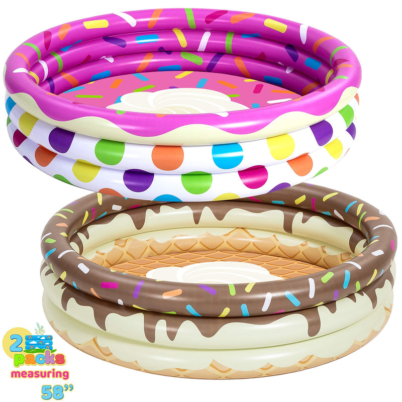 SLOOSH - 2 Packs 58in Cupcake & Ice Cream Inflatable Kiddie Pool Set