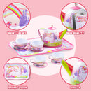 Unicorn Tin Teapot Set With Mermaid Case, 14 Pcs
