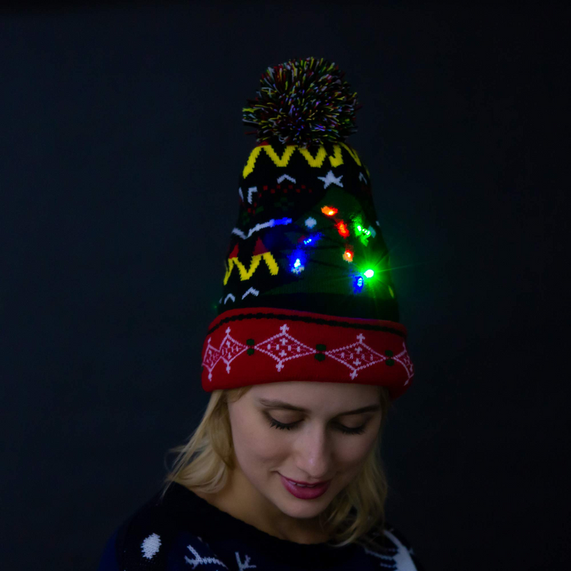 Christmas Light Up Knitted Beanie Cap