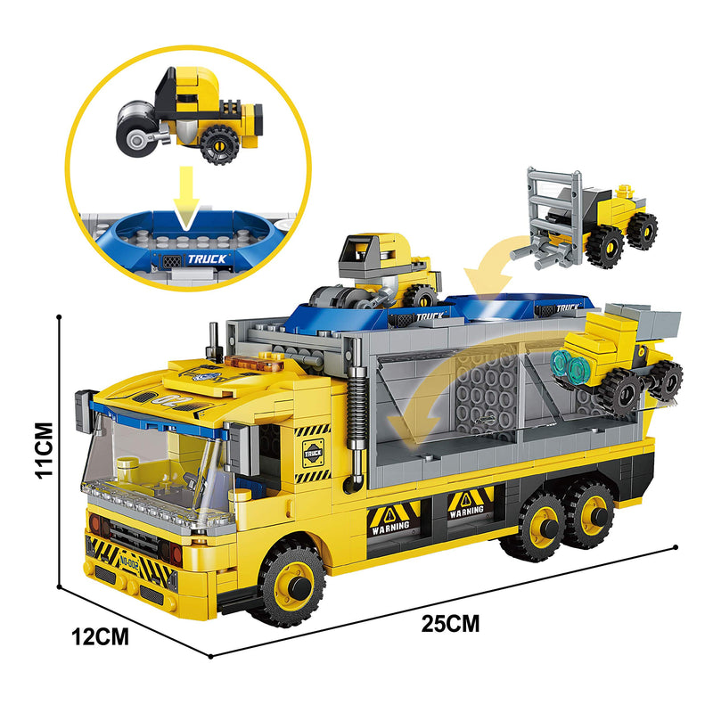 STEM Building Toys for Kids, 6-in-1 Construction Car Carrier Truck