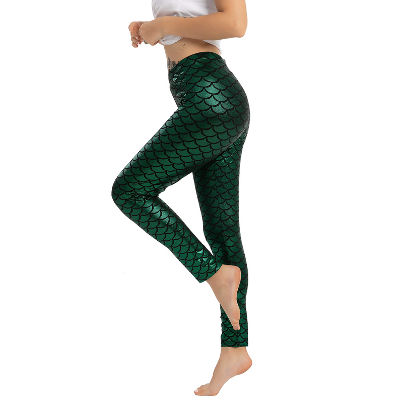 Green Adult Women Mermaid Leggings And Headband