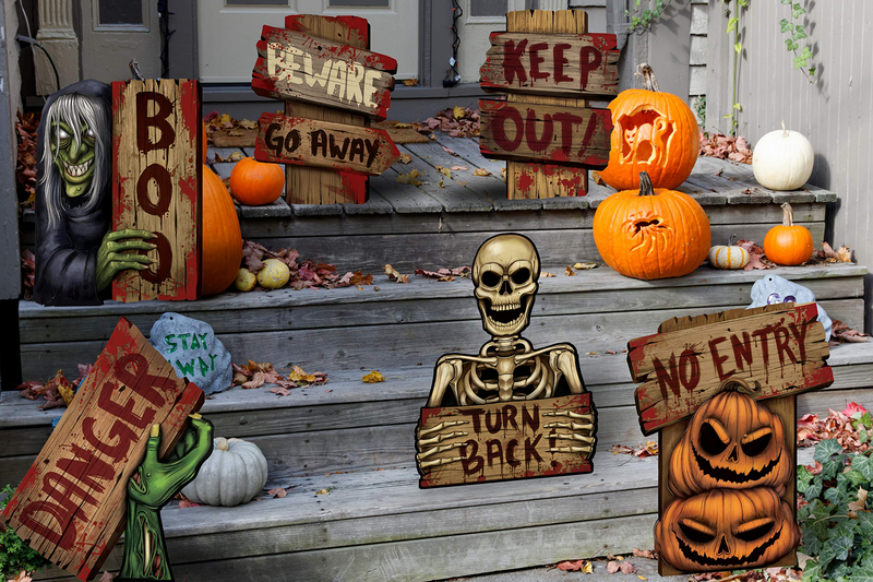 Halloween Yard Stake Warning Sign