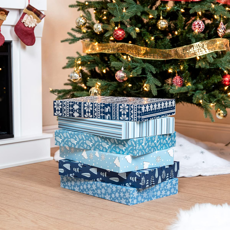 Snowy Blue Shirt Wrap Boxes, 12 Pcs