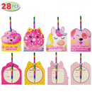 28Pcs Rainbow Pencil  with Kids Valentines Cards for Classroom Exchange
