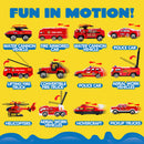 25 in 1 Fire Rescue Carrier Truck Toy Set with 12 Diecast Vehicles & 12 Figures