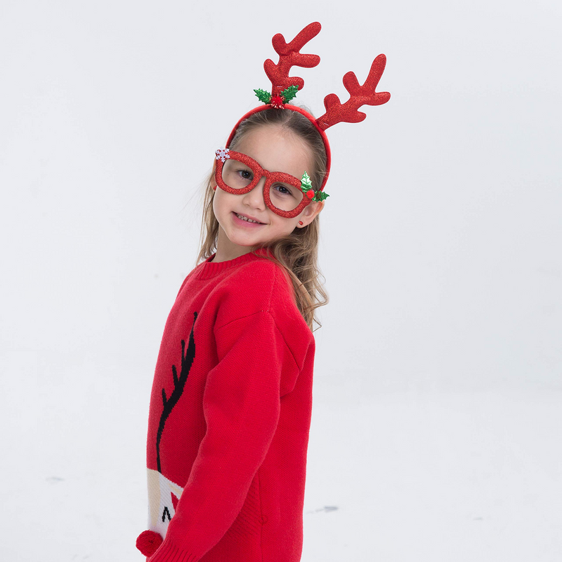 Reindeer Headbands (6 Pcs) with Glass Frames (6 Pcs), 12 Pcs