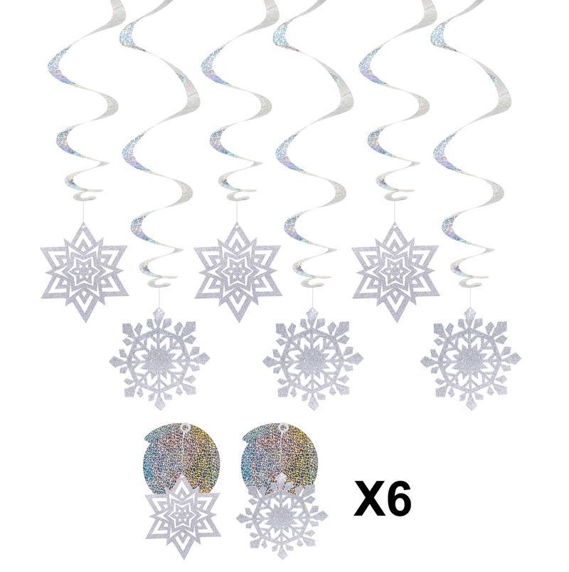 Snowflake Hanging Swirls and Strings Decoration, 18 Pcs
