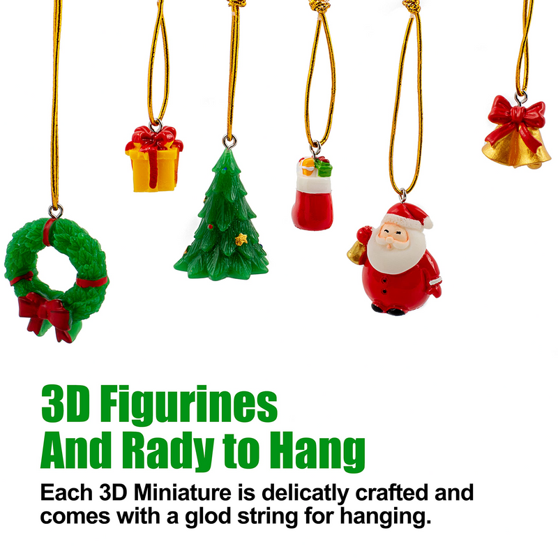 24 Pcs Mini Christmas Ornaments, Miniature Resin Ornaments