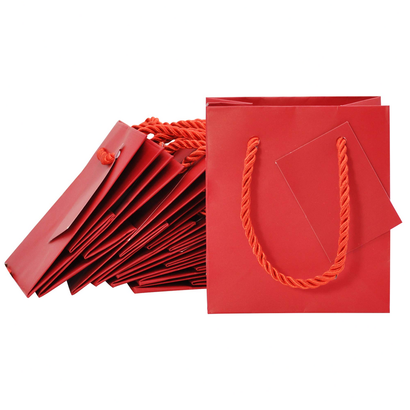 12 Red Extra Small Paper Gift Bags with Handles