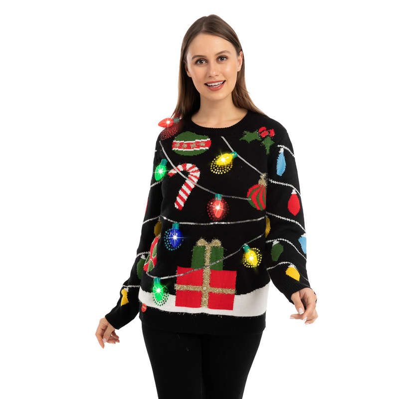 String lights ugly sweater with light bulbs (Women)