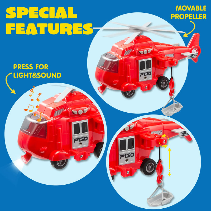 JOYIN 25 in 1 Die-cast and Mini Vehicles Police Rescue Truck Car Vehicle Toy  Set with Sounds and Lights for Boys Aged 3+ 