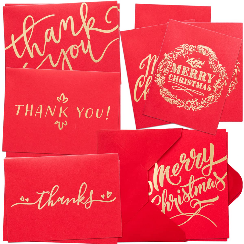 Red Thank You Cards, 72 Pcs