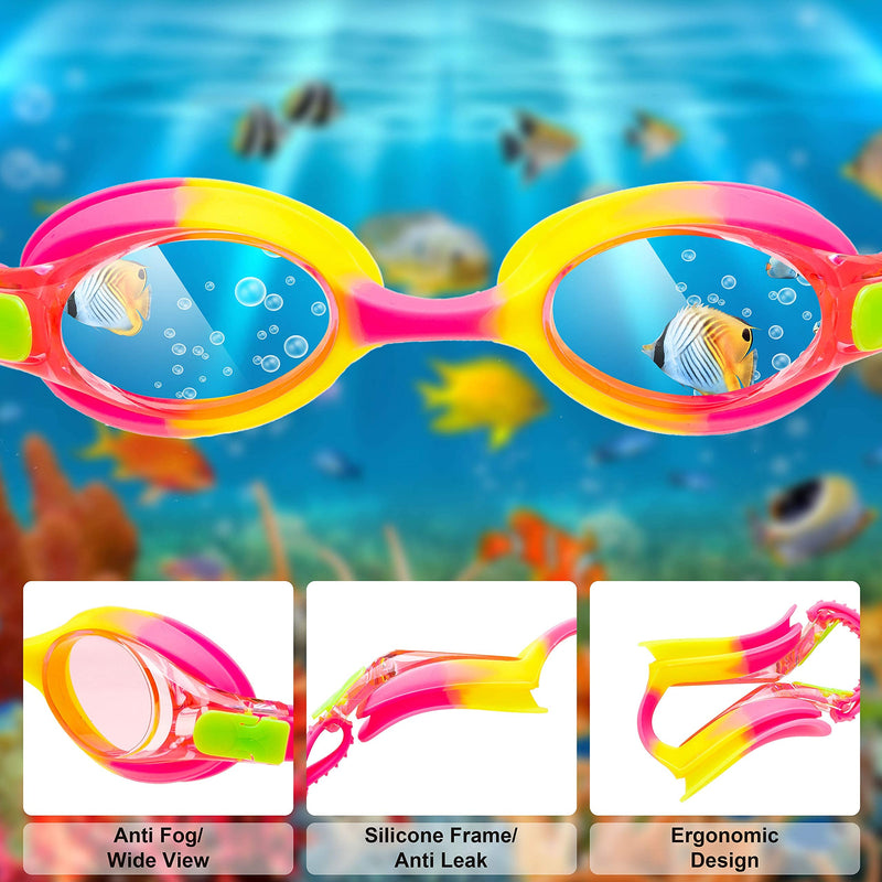 SLOOSH - Kids Swim Goggle (Blue, Black & Pink), 3 Pack