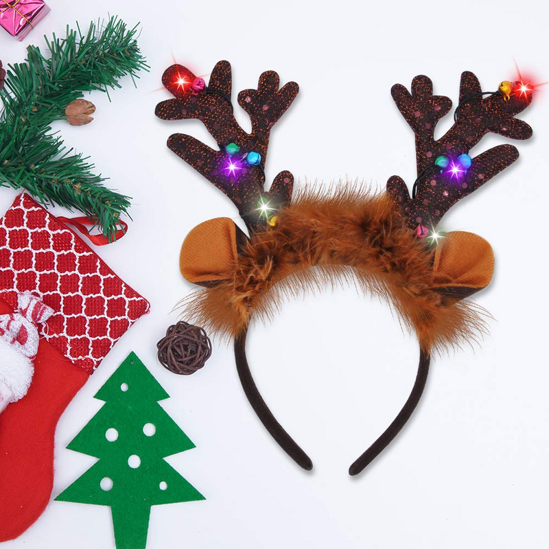 Reindeer antler headband with lights deals