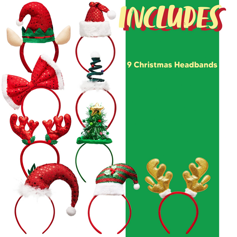 9Pcs Assortment Christmas Headbands